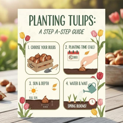20 Mix Tulip Bulbs for Fall Planting, Vibrant Spring Blooms, Easy Fall Planting, Bulk Tulips Bulbs Perennial Flowers, Medium Size Bulbs Ready to Grow (Mix Single Tulip Bulbs)