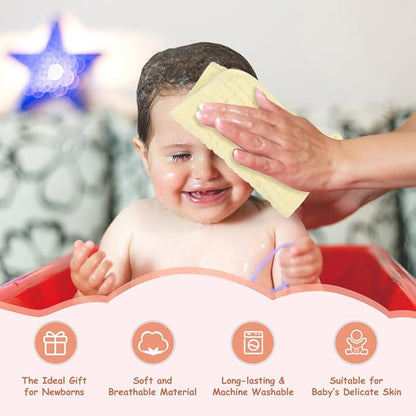 AIDEA Burp Cloths and Washcloths for Baby, Absorbent Cotton Muslin Baby Towels, Large Soft Breathable Newborn Essentials for Boys and Girls, Newborn Essentials, 10 Pack, 20"x10"