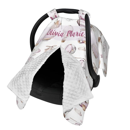 Personalized Baby Car Seat Canopy with Name – Custom Hot Air Balloon Minky Nursing Cover for Girls, Soft Stroller Cover for Infants & Newborns, Carseat Canopy for Breastfeeding