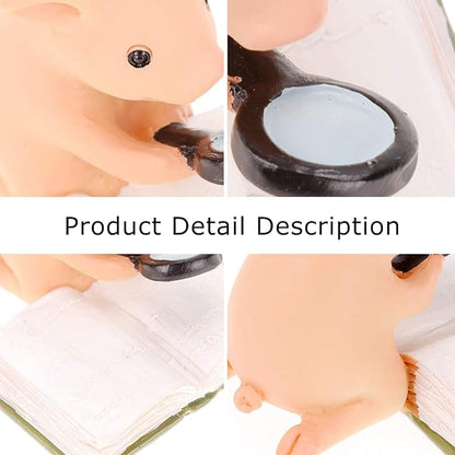 Pig Statue Mini Pig Figurine, Resin Home Decor, Lucky Animal Garden Statue for Micro Landscape (Pig is Reading)