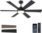 BayDay Farmhouse Rustic Ceiling Fans with Lights and Remote, Bedroom Living Room Kitchen Fans Ceiling with Light Chandier (Black, 52 inch)