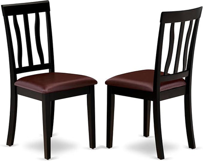 East West Furniture QUAN5-BCH-LC 5 Piece Dining Set Includes a Rectangle Dining Room Table with Butterfly Leaf and 4 Faux Leather Upholstered Chairs, 40x78 Inch, Black & Cherry