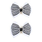 2PCS Baby Girl Dog Gift Wrap Hair Bow Clips Barrettes Houndstooth Hair Bow Clips with Rhinestone Buckle Black and White Fabric Bow Hair Accessories for Little Girls Toddler Kids Teens