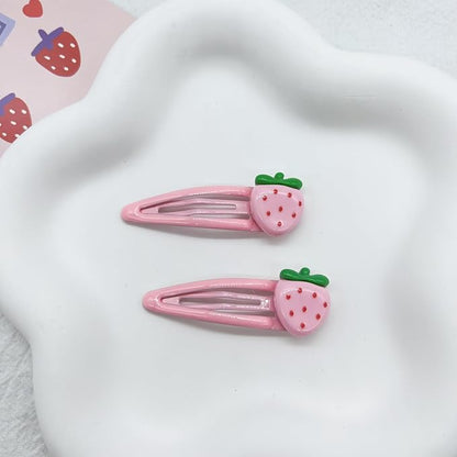Strawberry Snap Clips Baby Girls Fruit Hair Bow Clips Strawberry Hair Ring Tie BBW24 (Set-F)