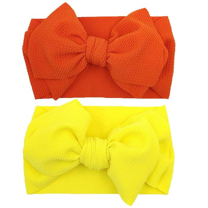 KIDOCHEESE Big Bows Headbands with Elastics Nylon Oversized Head Wraps and Large Hair Accessories for Newborns, Infants, Toddlers, and Kids