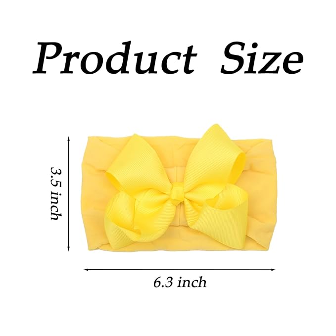 6 Pcs Baby Girls Headband Bows, Soft Nylon Hairbands Cute Big Bow Super Elastic Headband For Baby Girls Newborn Infant Toddlers (6Pcs Warm Color, Large)