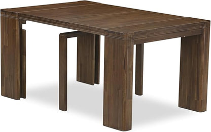 X02DA-2C8-32 6-Pc Dining Table Set includes an Extendable Rectangle Kitchen Table, 1 Coffee Table, 2 Polyester Dining Chairs and 2 Benches, 39x120 Inch, Antique Walnut