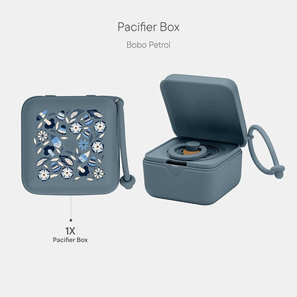 BIBS Liberty Pacifier Box with Strap. Soother Holder and Steriliser case. 100% BPA Free Food-Grade Material - Bobo Petrol
