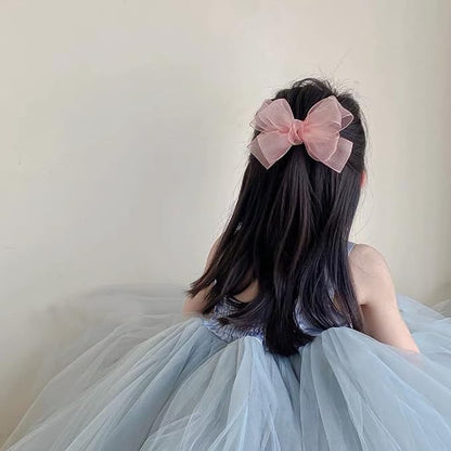 Hot&Sattion 4 Colors 5Inch Hair Bows Clips Large Big Chiffon Ribbon Hair Bows Alligator Clips Hair Accessories for Girls Toddler Kids Children Teens