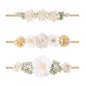 FGSS Floral-Headbands Flower-Crown for Baby Girls Elastic Nylon Hairbands for Newborn Infant Toddler Hair Accessories Pack of 3