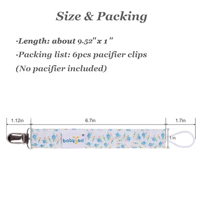 babygoal Baby Pacifier Clips, 6 Pack Metal Clips Pacifier Holder for Boys and Girls Fits Most Pacifiers and Binkies 6MP31