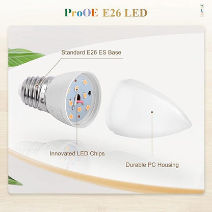 DiCUNO ProOE Eye-Protected E26 LED Bulb, High CRI 98, 5W E26 Candle Bulb, Warm White 3000K, C37 40W Halogen Equivalent Decorative Light Replacement for Chandelier, Non-dimmable 2 Pack