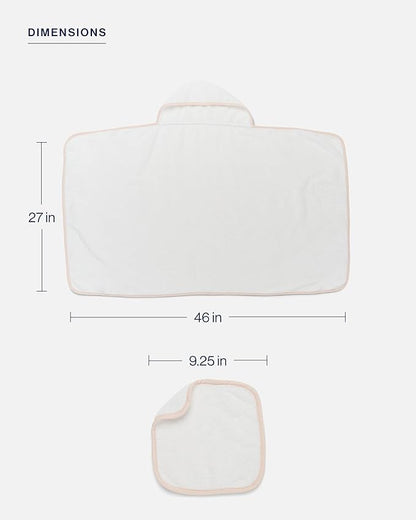 Lalo The Hooded Towel & Washcloth Set, 100% Organic Cotton, Soft on Sensitive Skin, Durable & Absorbent, Machine Washable, Includes One Baby Towel and Two Washcloths - Sage