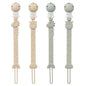 Pacifier Clips for Baby Boys Girls, One-Piece Silicone Pacifier Holder Strap 4 Pack, Binky Paci Clips Animal Rainbow Design, Lightweight Break-Resistant, Dishwasher Safe-Ivory+Sage