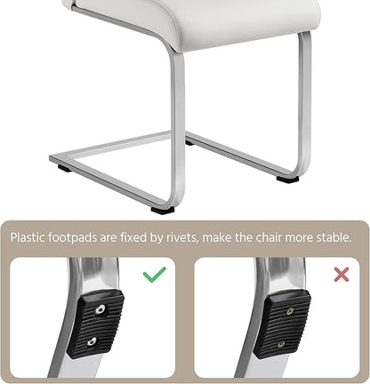 Yaheetech Dining Chairs Set of 6 Modern Faux Leather Upholstered Dining Room Chairs with High Back and Metal Chrome Legs for Kitchen/Living Room/Restaurant, White