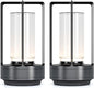 Portable Metal Table Lamp for Indoor/Outdoor ,Rechargeable Cordless LED Lamp, 3-Colour Infinitely Dimming Battery Powered Small Desk Lamp, Restaurant/Bedroom/Bar/Coffee/Camping Light (Grey Set of 2)