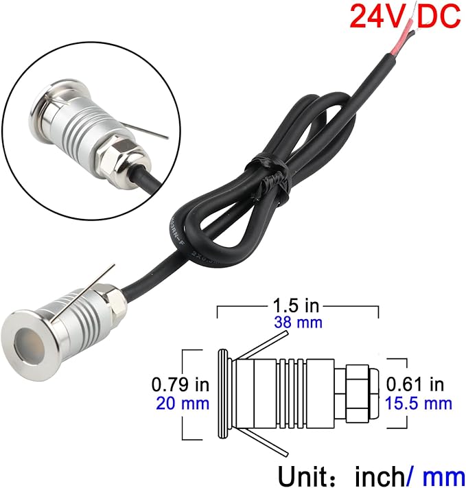 LED Mini In-Ground Starlight, 1W 24V DC Low Voltage Recessed Well Light, IP67 Waterproof, Buried Underground Marker Outdoor Landscape Lighting,Warm White 3000K (24V DC, 10 Pack)