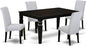 East West Furniture LGBA5-BLK-05 5 Piece Dinette Set Includes a Rectangle Dining Table with Butterfly Leaf and 4 Grey Linen Fabric Parson Dining Room Chairs, 42x84 Inch, Black