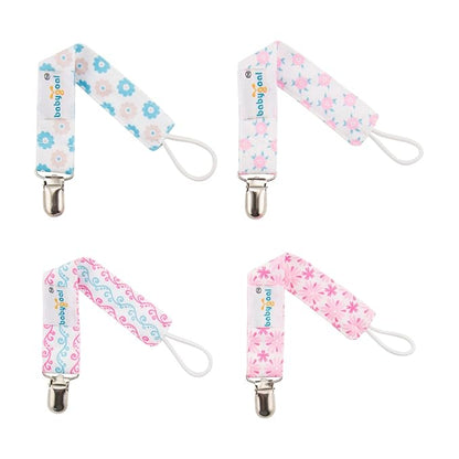 babygoal Baby Girl Pacifier Clips with Pacifier Case, 4 Pack Metal Clips for Boys and Girls Fits Most Pacifiers and Binkies 4MP04-HZ