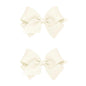 Wee Ones Girls 2 Pack Grosgrain Hair Bows with Plain Wrap Centre on a Wee Stay No Slip Clip, Small, Antique White