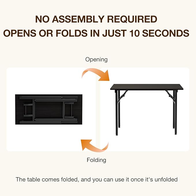 TEMI Small Computer Desk Folding Table - 43.3" Foldable Office Desk, No Assembly, Perfect for Small Spaces in Bedroom, or Apartment, Portable Mini Desk or Study Table Compact Design, Charcoal Wenge