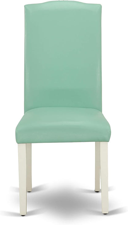 East West Furniture OXEN5-LWH-57 5 Piece Kitchen Table & Chairs Set Includes a Square Dining Room Table and 4 Pond Faux Leather Parsons Dining Chairs, 36x36 Inch, Linen White