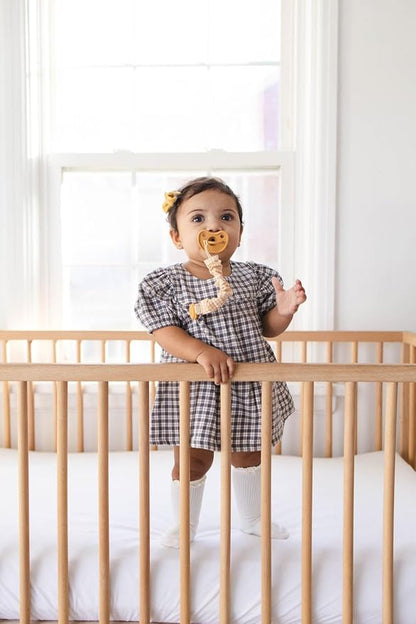 Muslin Cotton - Metal-Free Pacifier Clips, Lightweight and Secure Pacifier Holder for Babies (Sun Éclat) - Mila & Lulu