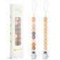 2 Pack Pacifier Clips, Silicone Pacifier Clip for Baby Boys and Girls, Baby Pacifier Strap with Silicone Beads, Soother Dummy Holder, Pacifier Holder, Keeps Pacifier Clean (Blossom/Apricot)
