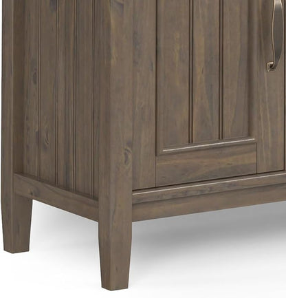 SIMPLIHOME Lev SOLID WOOD 72 Inch Wide Contemporary TV Media Stand in Smoky Brown for TVs up to 80 Inches, For the Living Room and Entertainment Center