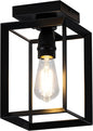 Mayful Flush Mount Ceiling Light Fixture,Black Hallway Light Fixtures Ceiling,Farmhouse Black Metal Frame Light Fixture for Kitchen Island Entryway Porch Foyer Dining Room