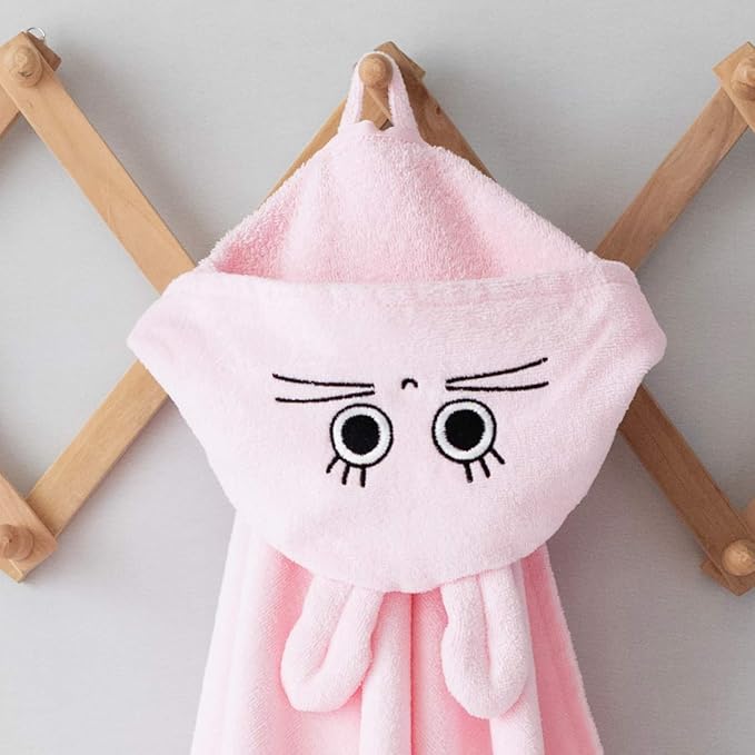 Milk&Moo Baby Hooded Towel, 100% Organic Turkish Cotton, Ultra Absorbent Bath Towel with Hood, 27x47 Inch, for Baby Boys & Girls (0-2 Years, Pink)