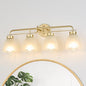 28 Inch Mid-Century Modern Vanity Lights, 4-Light Golden Bathroom Light Fixture with Frosted White Bell Shades, Industrial Wall Sconce for Mirror Over Vanity, Bedroom, Hallway