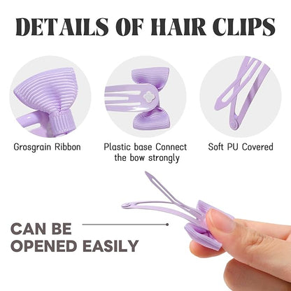 40PCS Hair Bows Clips for Toddler Girls, 2 Inch 20 Colors Grosgrain Ribbon Non Slip Metal Colorful Snap Hair Bows Barrettes for Baby Women Girls Toddler Kids Teens