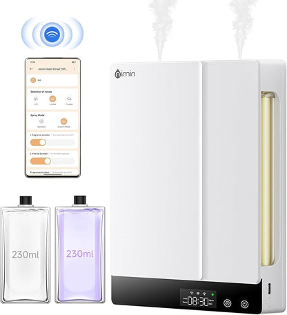 Smart Waterless Essential Oil Diffuser - Aromatherapy Scent Machine for Home & Office, Xiaomi Home APP, Remote Control, Dual Chambers/Nozzles, 2×230ml Oils, Hotel Collection, Wall/Desktop