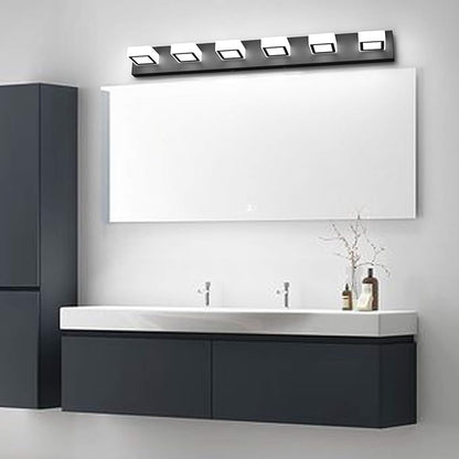 Ralbay Modern Black Vanity Lights Fixtures 6 Lights Acrylic Modern LED Matte Black Vanity Lights for Bathroom
