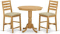 East West Furniture JACF3-OAK-C 3 Piece Kitchen Counter Height Dining Table Set Contains a Round Pub Table with Pedestal and 2 Linen Fabric Upholstered Chairs, 36x36 Inch, Oak