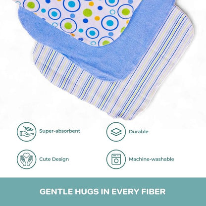 Spasilk Hooded Bath Towel and Washcloths Set for Newborns, 1 Soft Terry Baby Towel and 3 Baby Washcloths, Baby Essentials, Ideal, One Size, Blue Sailor