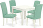 East West Furniture OXEN5-LWH-57 5 Piece Kitchen Table & Chairs Set Includes a Square Dining Room Table and 4 Pond Faux Leather Parsons Dining Chairs, 36x36 Inch, Linen White