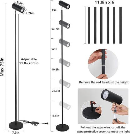 HMVPL Grow Lights Stand for Indoor Plants Full Spectrum Tall Plant Light for Indoor Growing with 20W COB Plant Light Bulb,4/8/12H Timer, Led Growth Floor Lamp for Large Plant Seedling(6 Level Height)