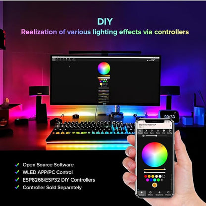 BTF-LIGHTING WS2811 IC=RGB+IC Addressable Color RGB LED Strip,16.4FT 30LED/m 10Pixels/m,IP65 Black PCB,UL Listed,Flexible DC12V Chasing Effect for Indoor Home Decor,3M Tape(No Adapter or Controller)