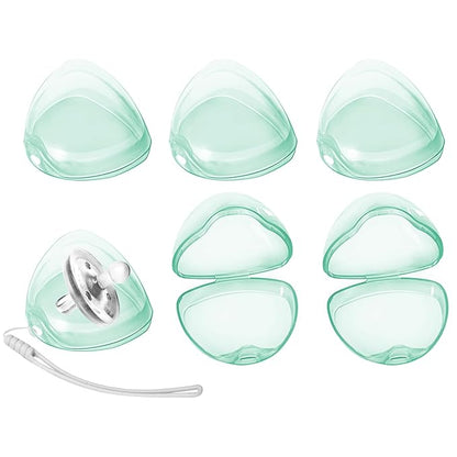 Nisxabebe Pacifier Case,6 Pack BPA Free Pacifiers Holder Case with Lanyard for Diaper Bag,Pacifiers Container Box for Baby Binky Nipple Travel,Essential Pacifier Accessories,Easy to Clean, Green
