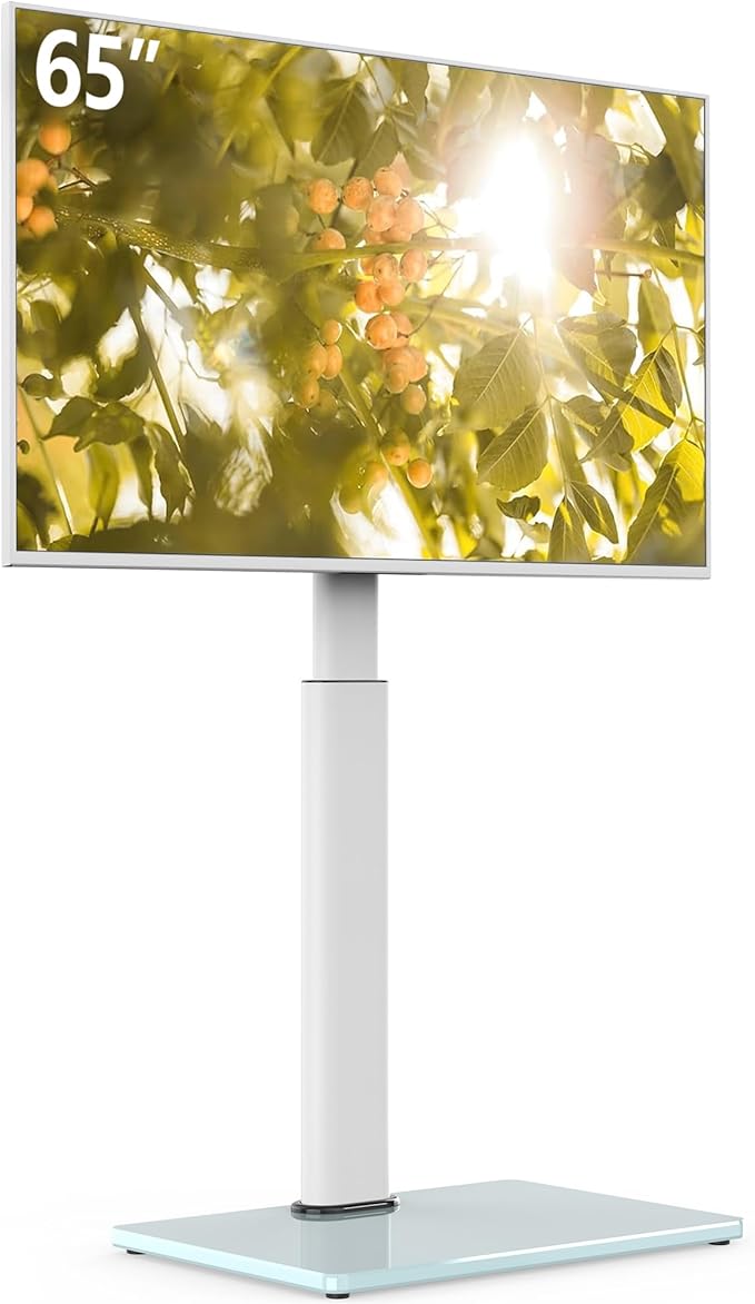 Swivel TV Floor Stand for 32-65 Inches TVs, 8 Level Height Adjustable Corner Small TV Stand Mount for Living Room/Bedroom, Holds up to 88 lbs,MAX VESA 400x400mm,White