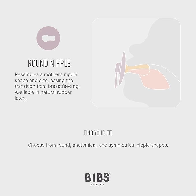 BIBS Colour Soother 4-Pack | BPA Free Dummy Pacifier | Round Nipple | Natural Rubber Latex | Made in Denmark | Size 6-18 Months | Sage Mix