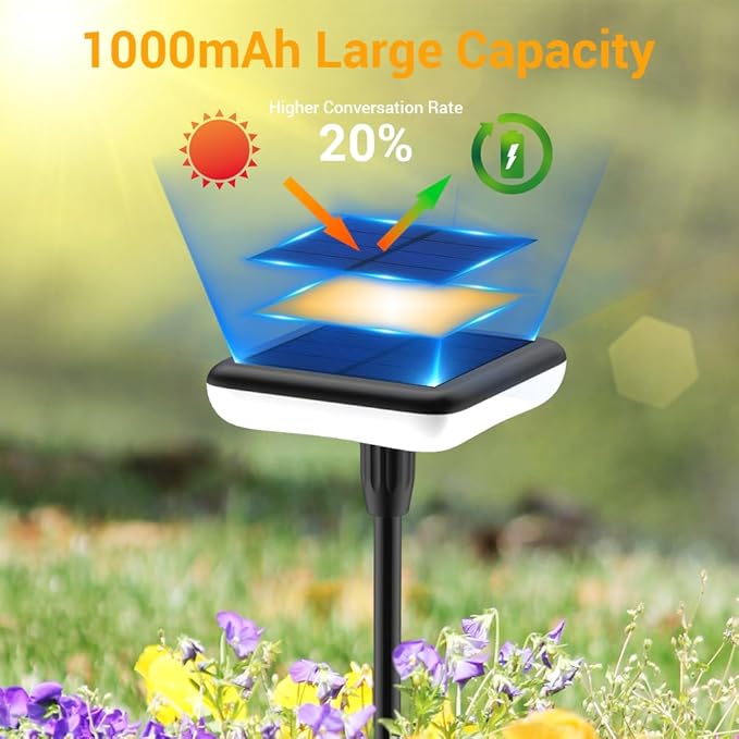 Solar Lights Outdoor Pathway 8 Pack IP65 Waterproof 31" Solar Garden Lights 2 Heights Adjustable Auto On/Off Lasting 12H for Walkway Patio Lawn Path Yard Plants Flower Beds Landscape Decor