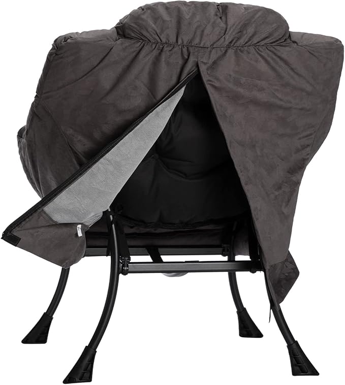 HollyHOME Modern Fabric Large Lazy Chair, Accent Oversized Comfy Reading Chair, Thick Padded Cozy Lounge Chair with Armrest, Steel Frame Leisure Sofa Chair for Living Room, Bedroom, Dorm, Coffee Grey