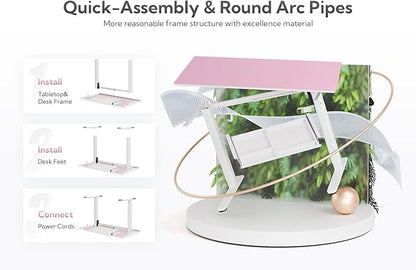 INNOVAR Glass Standing Desk with Drawers, Adjustable Height Stand Up Desk, Electric Standing Desks with Storage, 55 inch, Morandi Powder