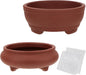 Bonsai Planter 2 pc 3.9" + 4.1" Unglazed Round Ceramic Succulent Pots Set