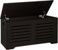 DINZI LVJ Storage Chest, 43.3” Wooden Toy Box with 2 Safety Hinges, Retro Entryway Shoe Storage Bench with Flip-Top, Sturdy Large Storage Trunk for Living Room, Bedroom, Easy Assembly, Espresso