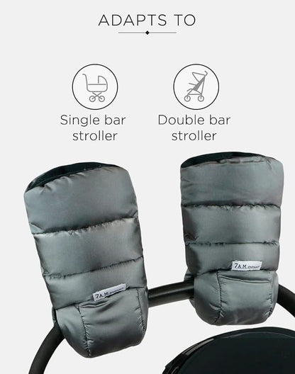 7AM Enfant Stroller Warmmuffs Gloves - Anti-Freeze Stroller Mittens for Handlebars, Water Repellent Hand Warmer Muff for Cold Weather, Plush Lined Stroller Warmmuffs | Winter Stroller Accessories