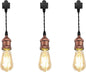 Kiven H-Type Track Lighting Pendants,Industrial h Track Pendant Lights with 11.8 Inch Cord Length Black Weave Rope,3 Pack Track Lighting Fixture,Vintage Red Finish